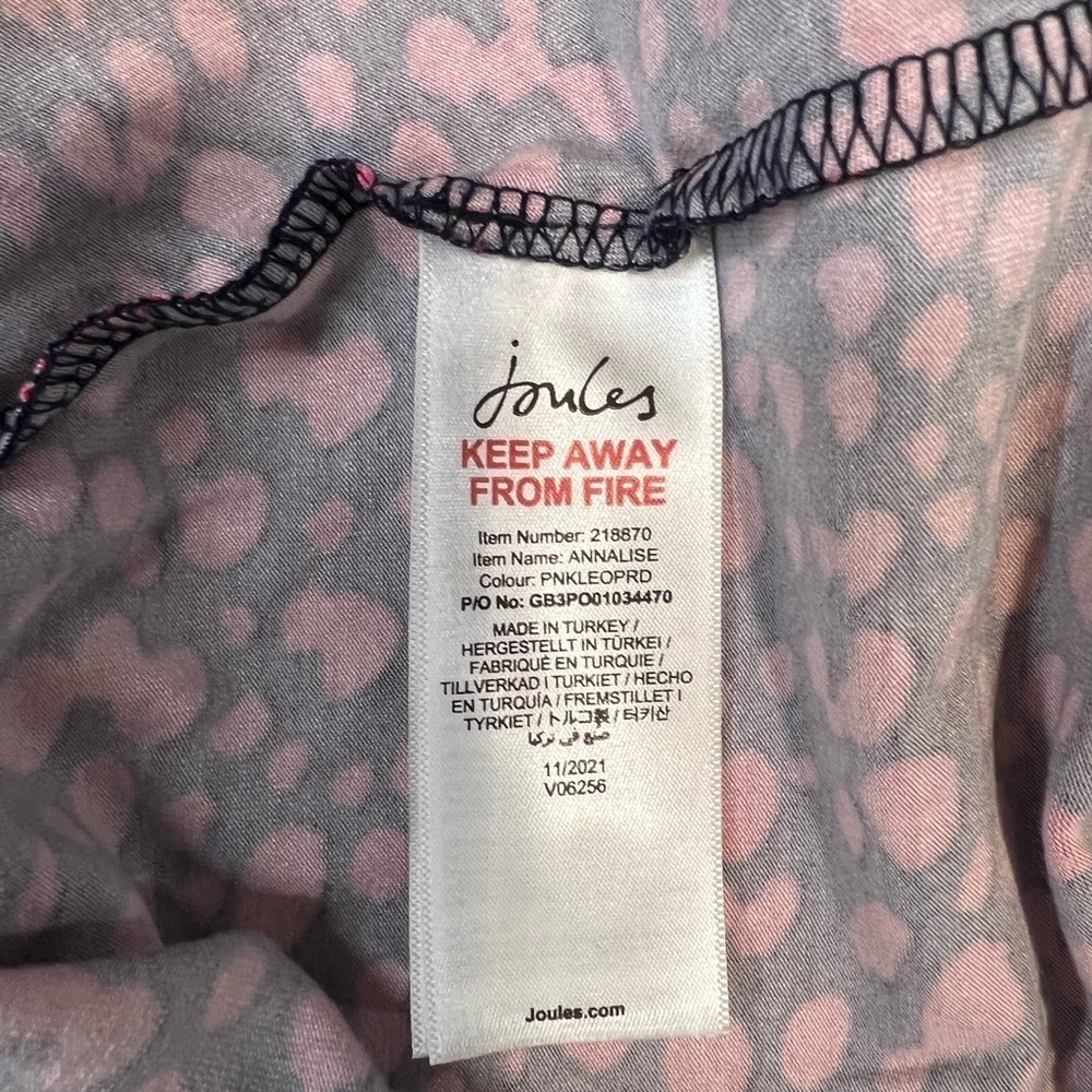 Joules Annalise Leopard Pink and Blue Henley Long Sleeve Dress Size 0 - Picture 7 of 12